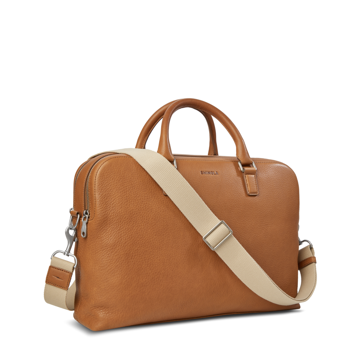Double Zip Briefcase - Tan