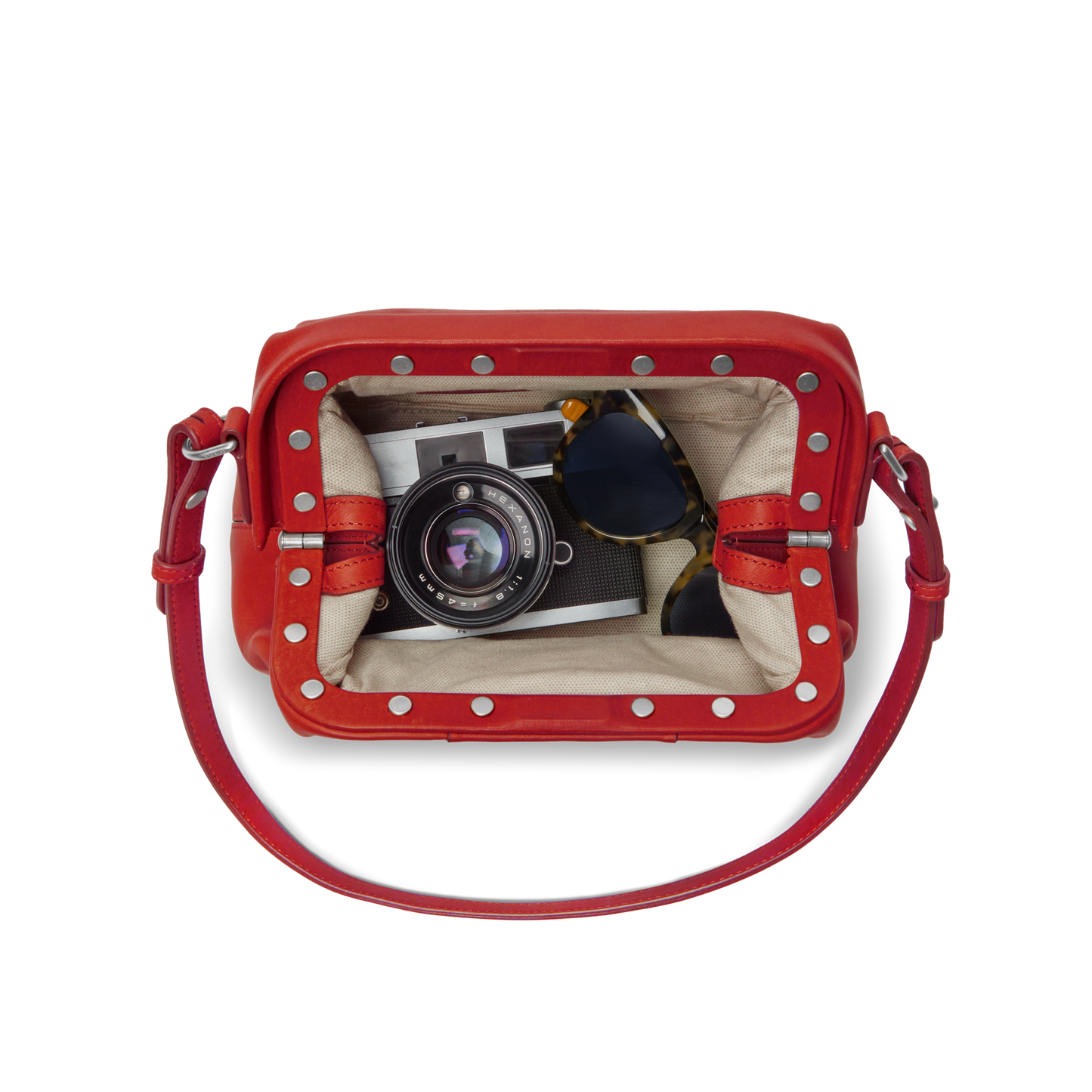 Rivet Frame Shoulder Bag - Tomato