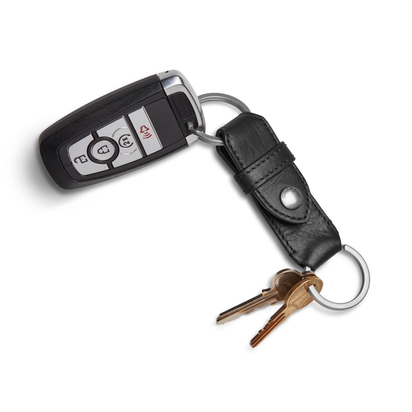 Leather Valet Key Fob - Black