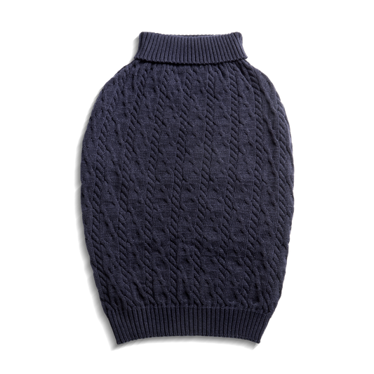Cable Knit Dog Sweater - Navy