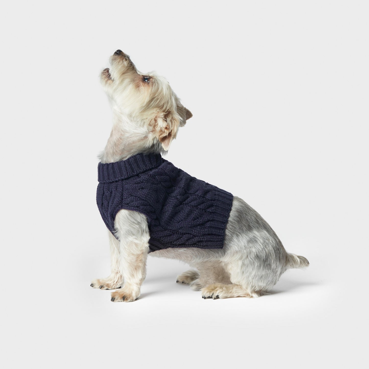 Cable Knit Dog Sweater - Navy