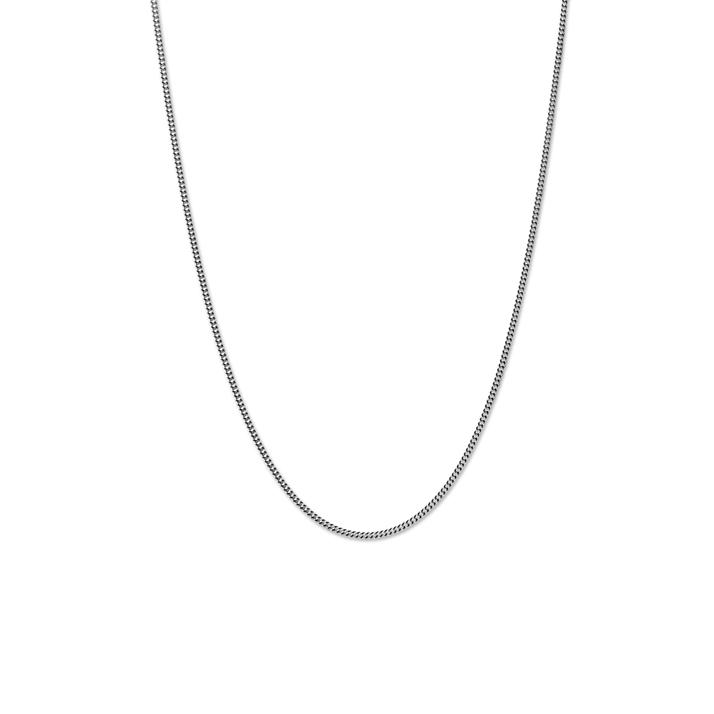 Simple Curb Chain Necklace - Sterling Silver