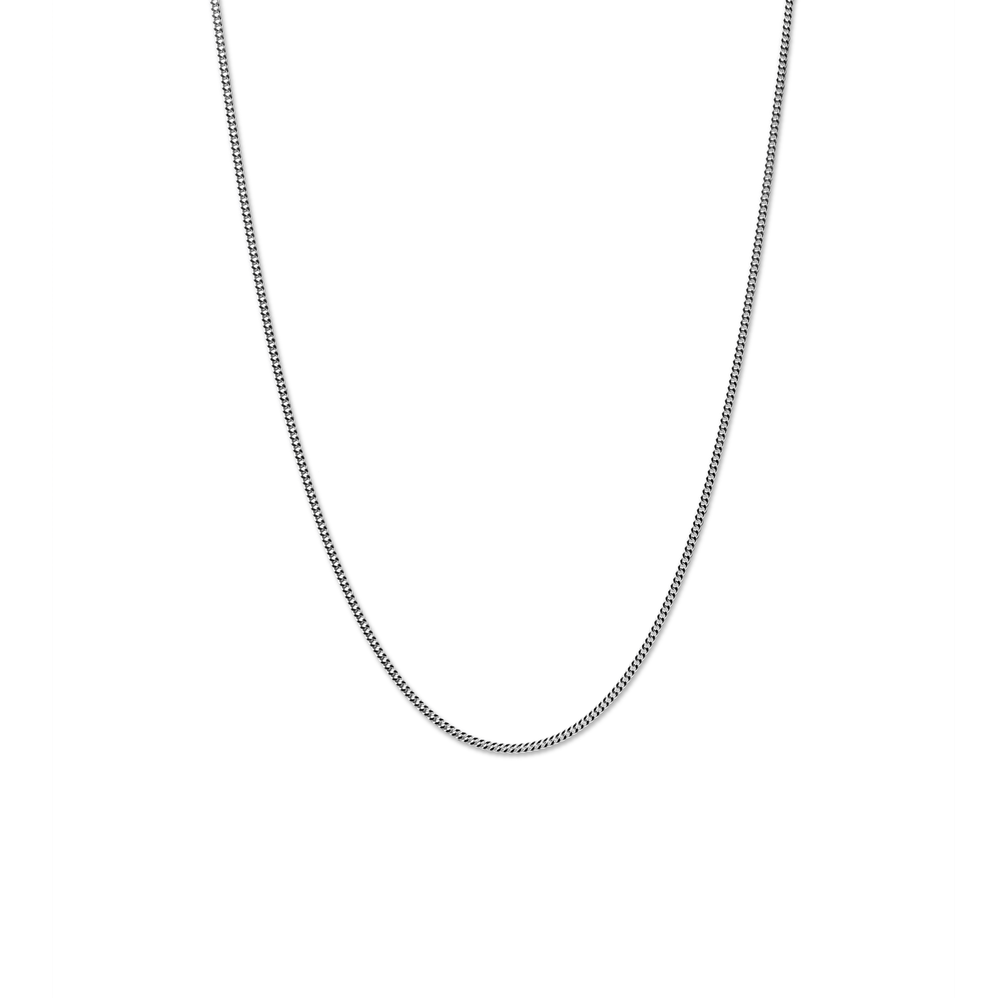 Simple Curb Chain Necklace - Sterling Silver
