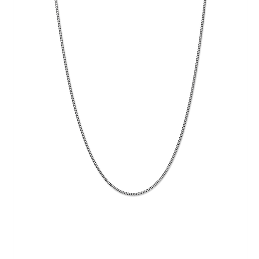 Simple Curb Chain Necklace - Sterling Silver