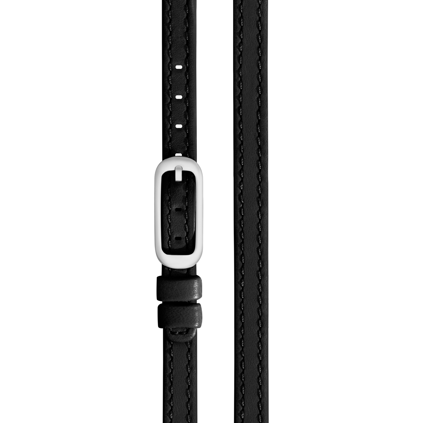8mm Black Leather Watch Strap - Black