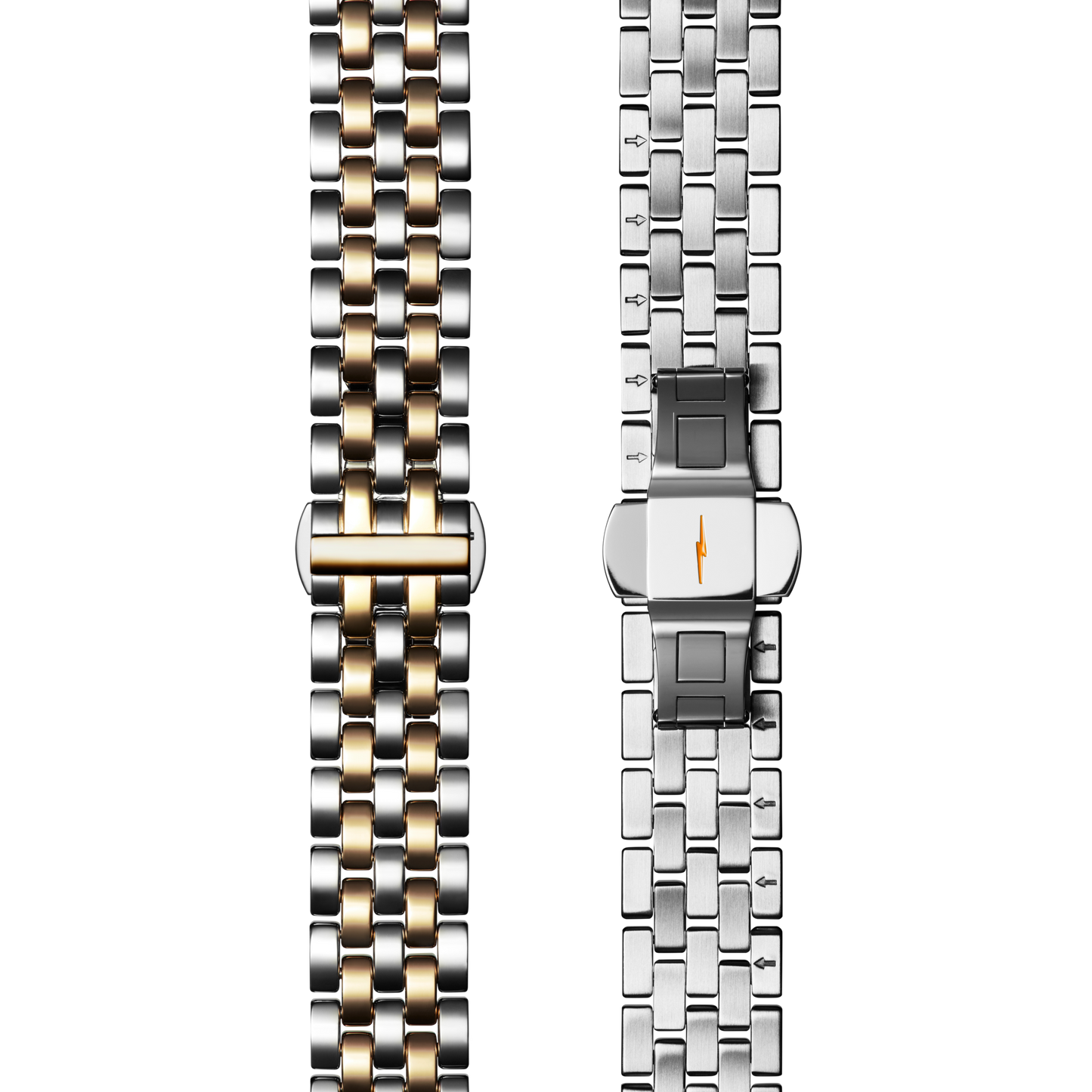 Bracelet: 18/16, Universal 5Link, Butterfly B, PoSS - Polished Stainless Steel / Polished PVD Gold