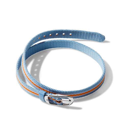 10mm Light Blue/White/Orange Nylon Watch Strap - Bourbon / Ochre / Black