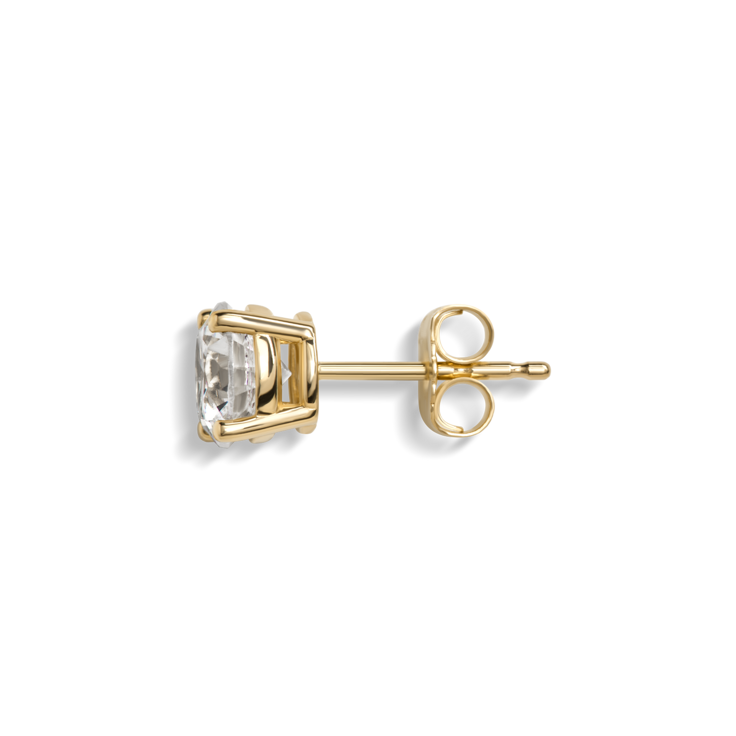 1 1/2 Carat Round Diamond Studs - Yellow Gold