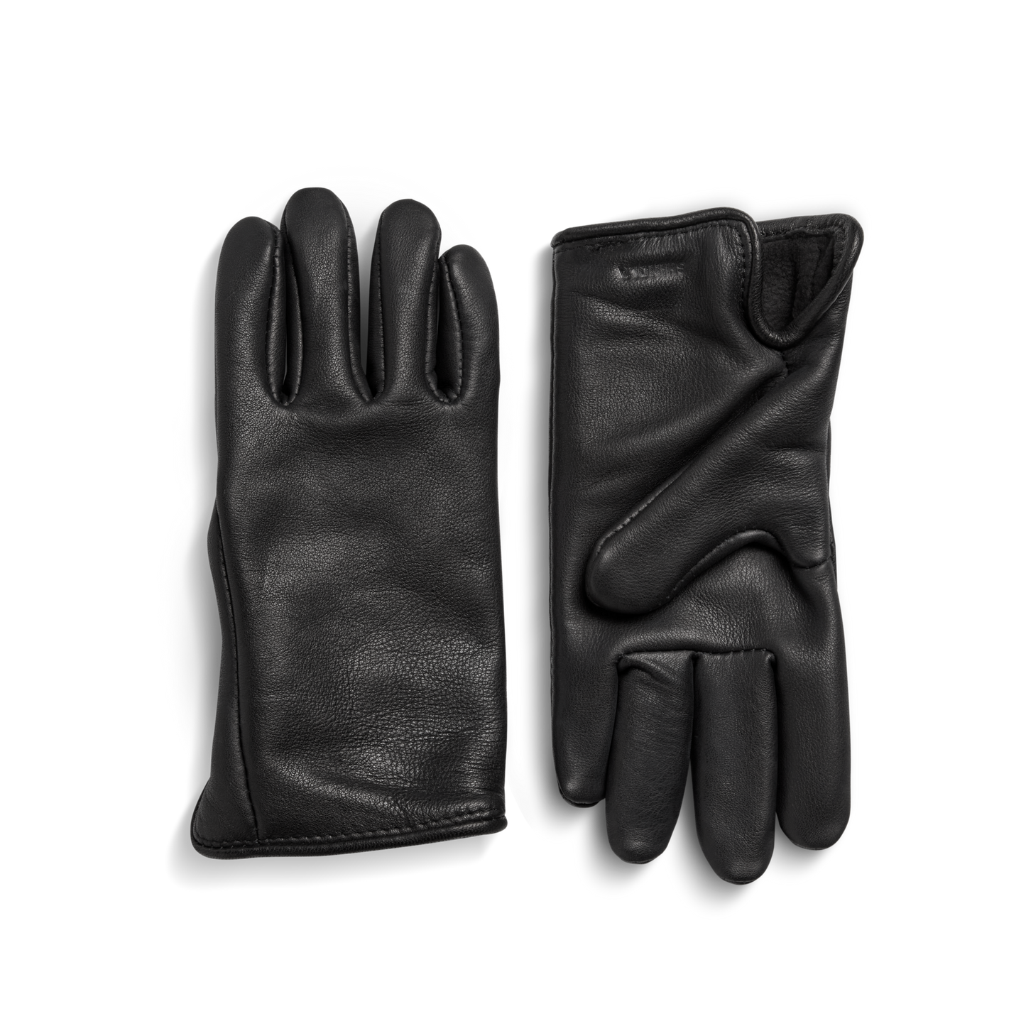 Lined Leather Gloves - Black
