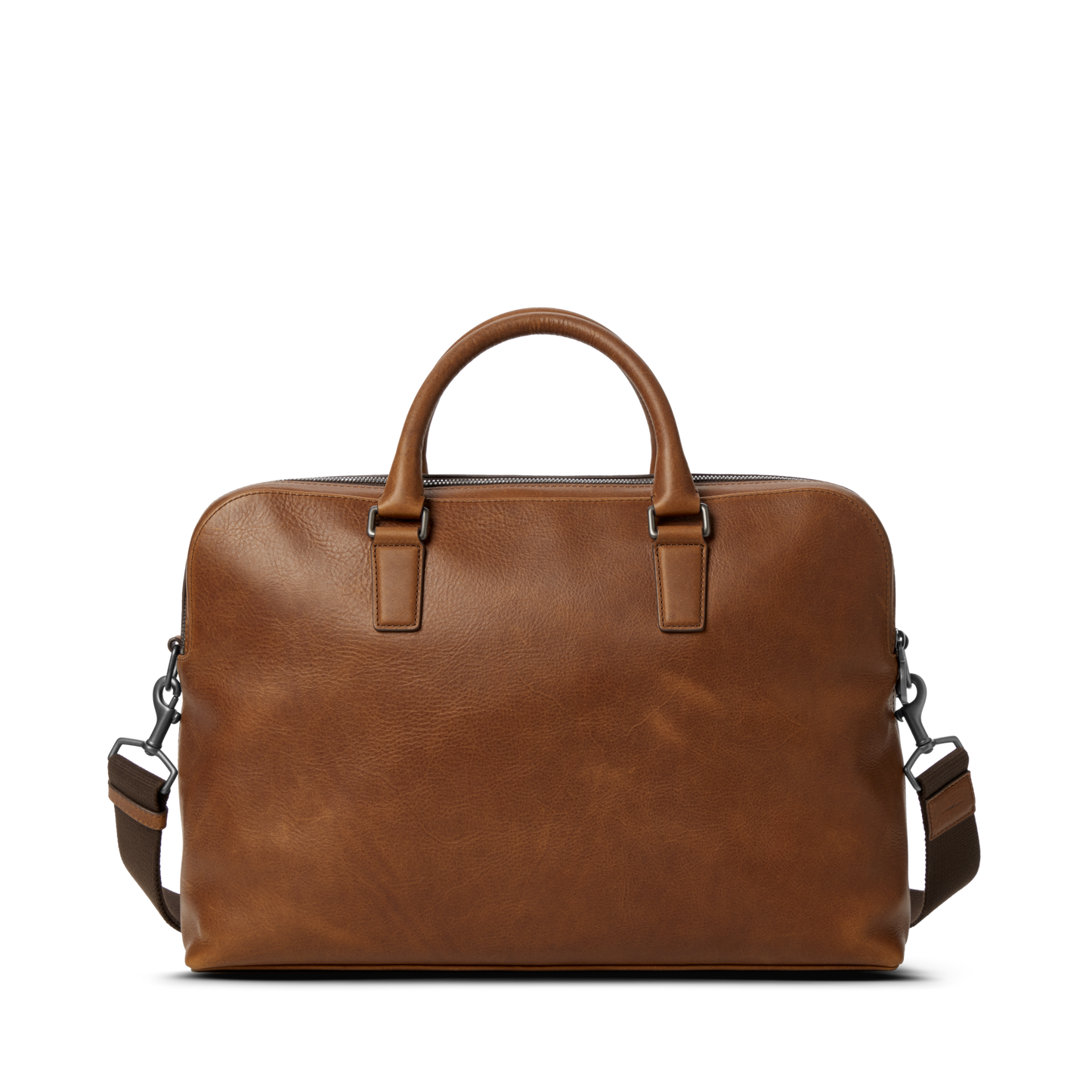 Double Zip Briefcase - Medium Brown