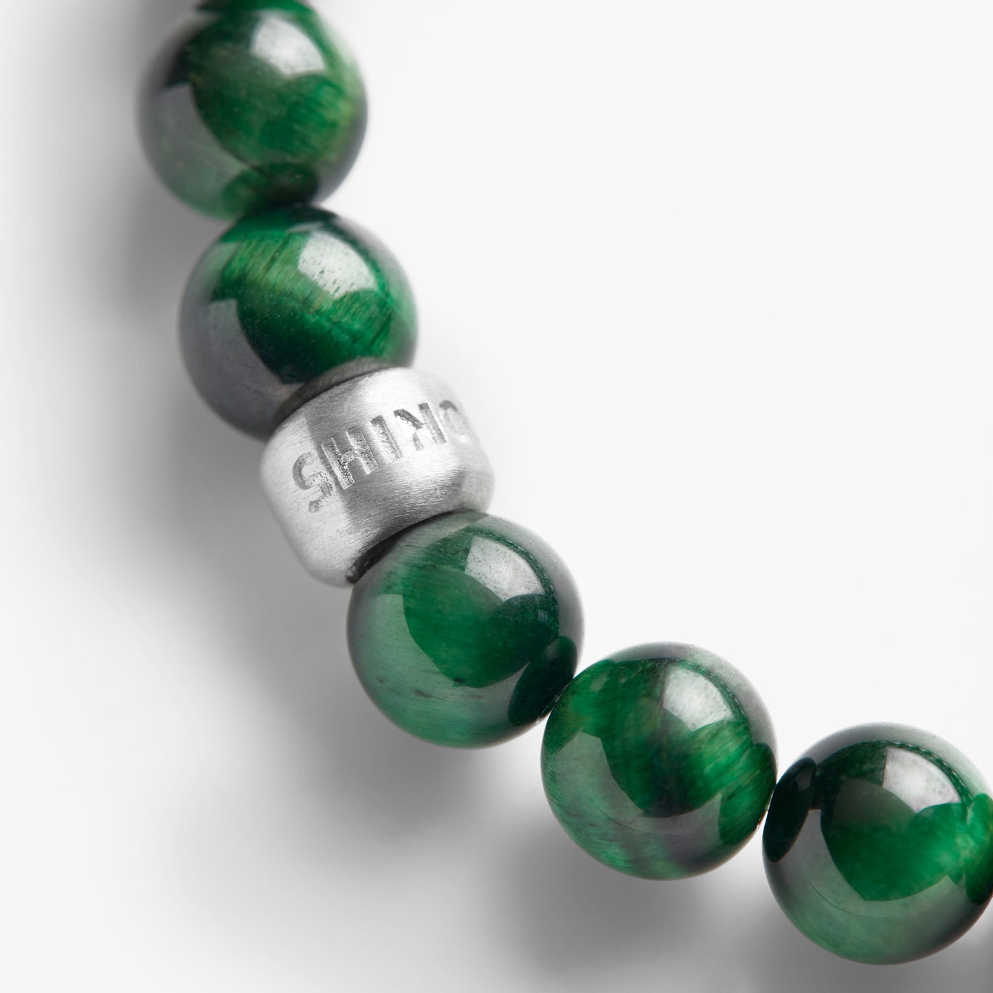 8mm Beaded Tiger's Eye Bracelet - Green Tigers Eye