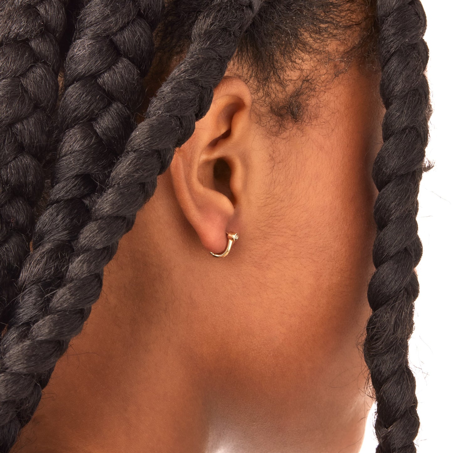 Diamond Bike Lock Huggie Earrings - Yellow Gold