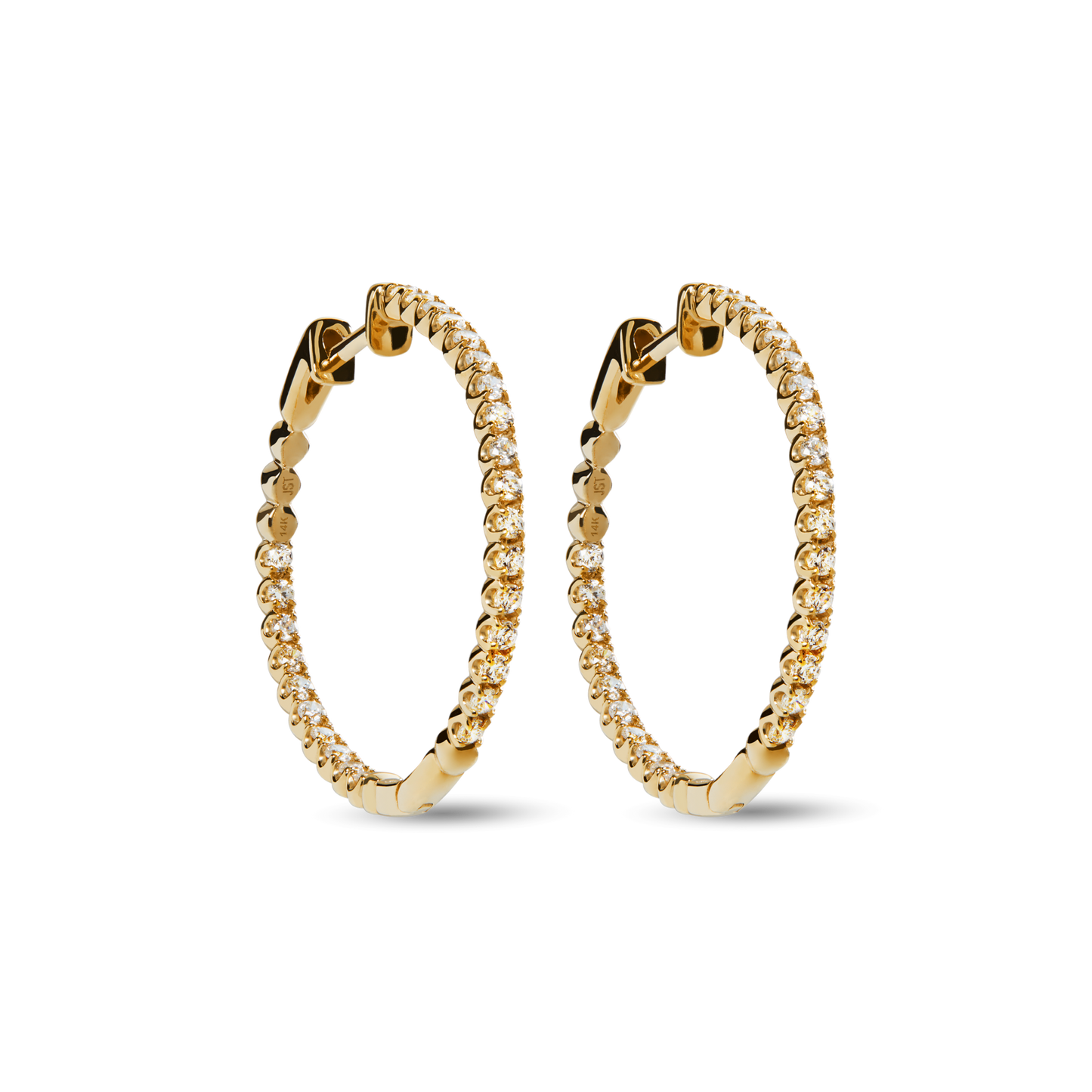 1 Carat Diamond Hoop Earrings - Yellow Gold