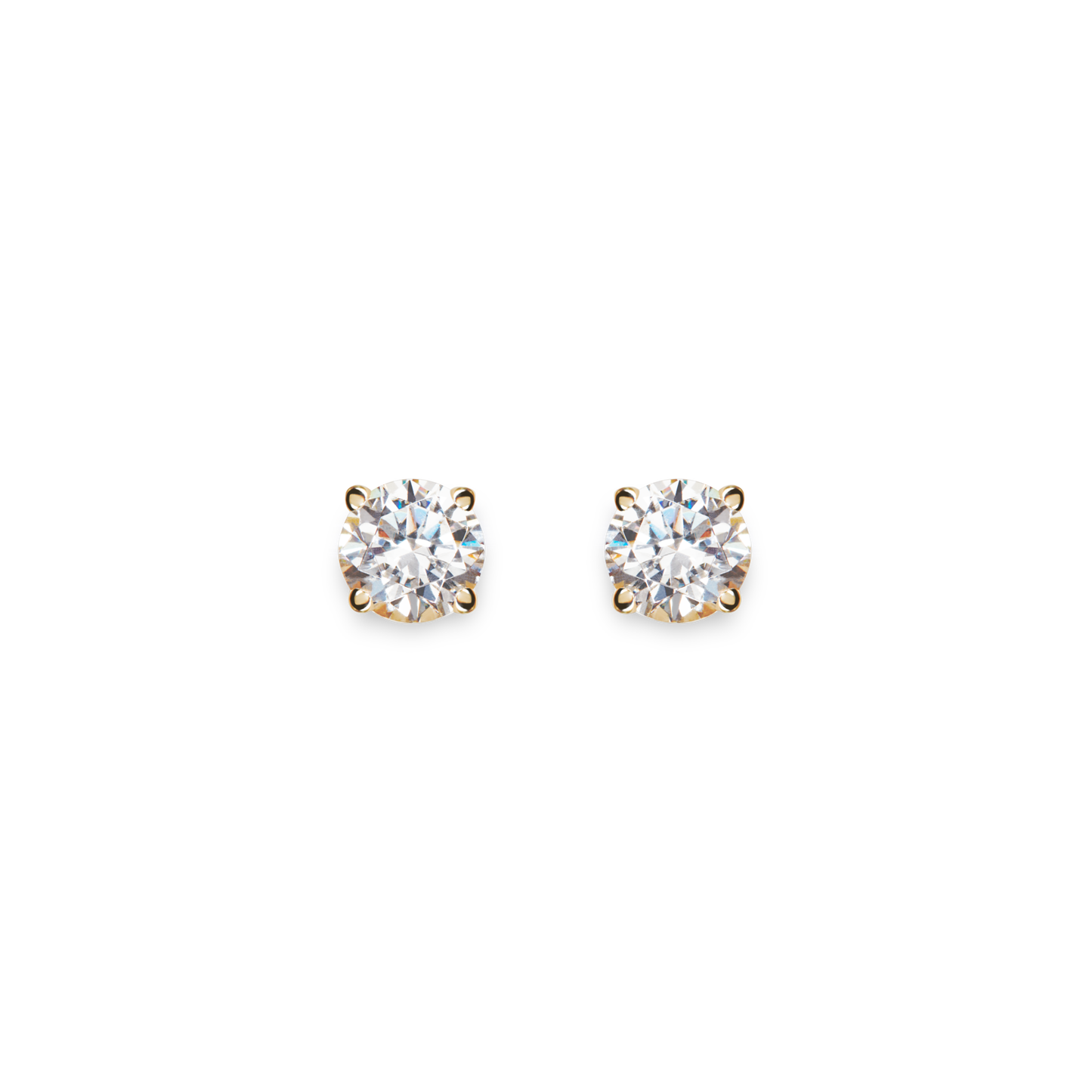 1 Carat Round Diamond Studs - Yellow Gold