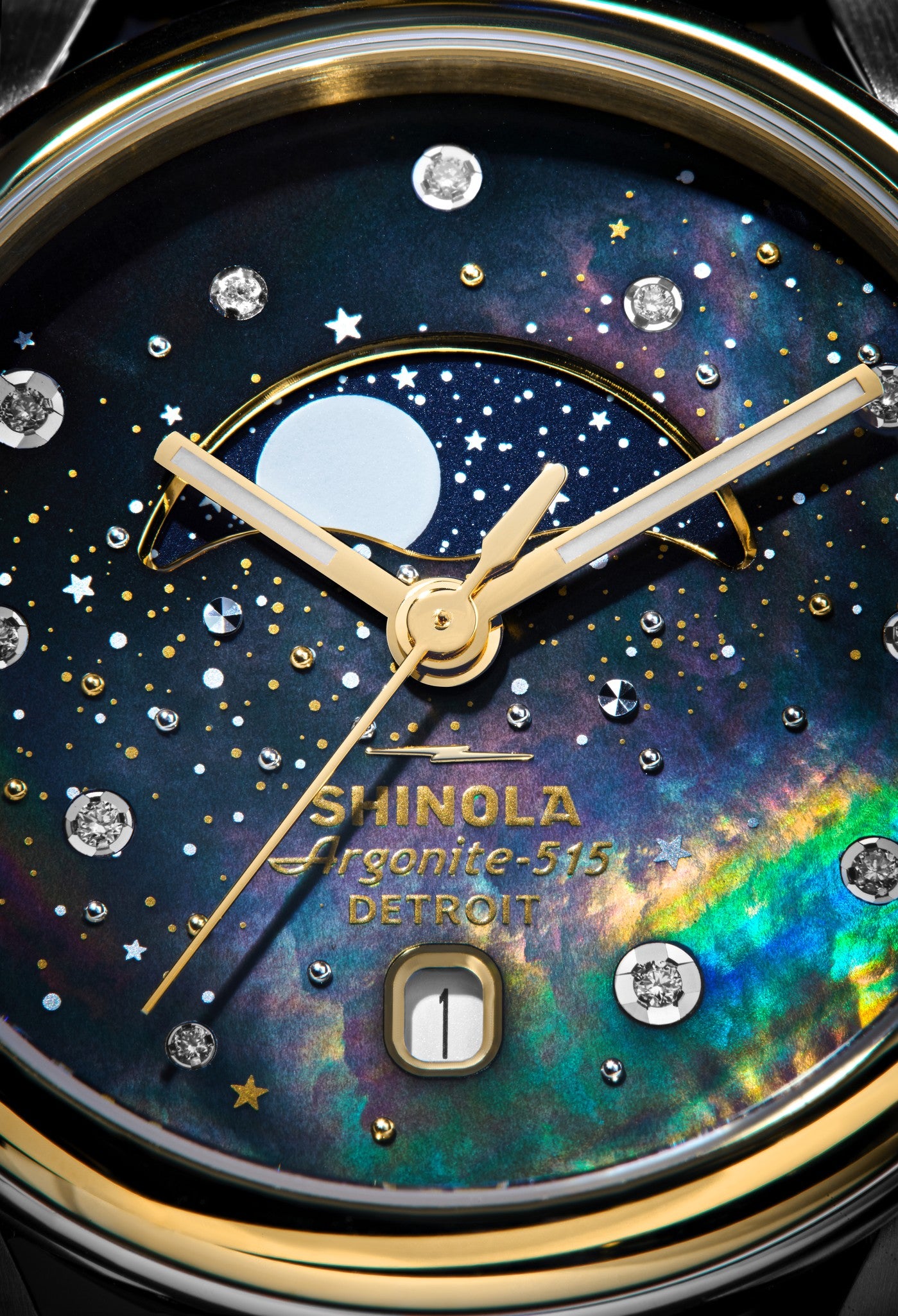 Celestial Derby Watch - Black Mother of Pearl Diamond