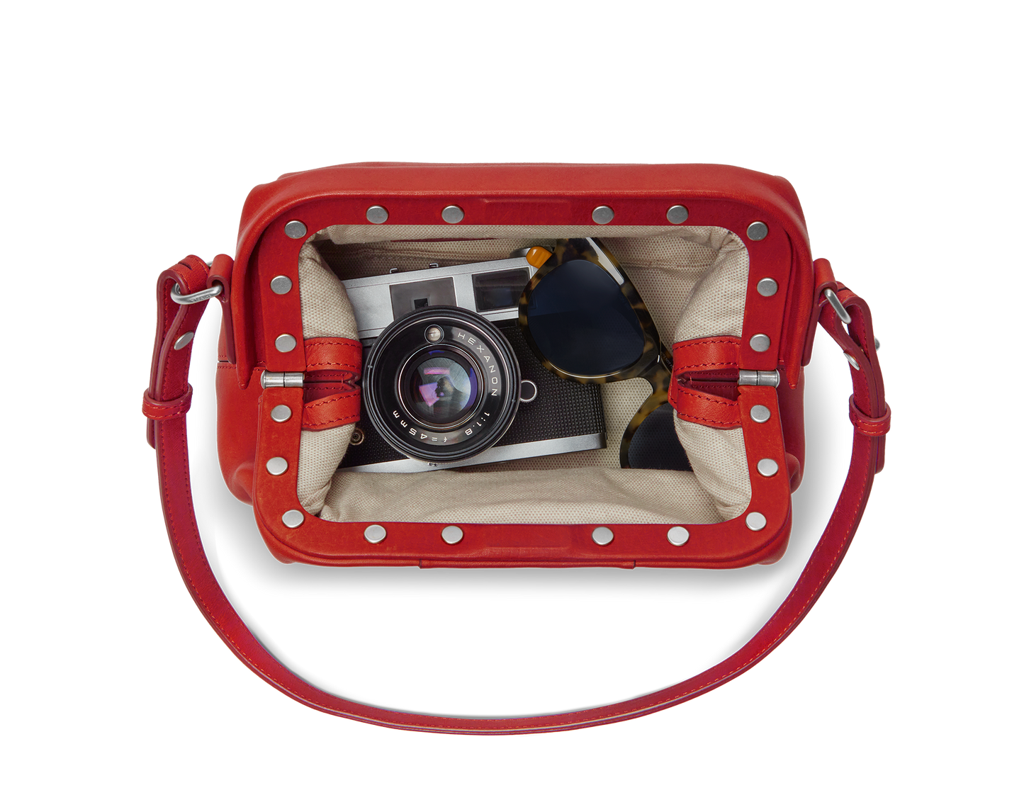 Rivet Frame Shoulder Bag - Tomato