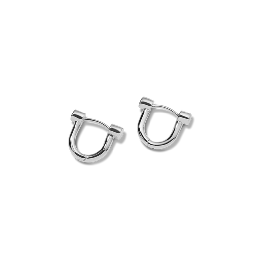 Bike Lock Huggie Earrings - Sterling Silver