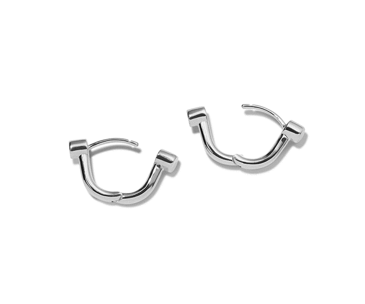 Bike Lock Huggie Earrings - Sterling Silver