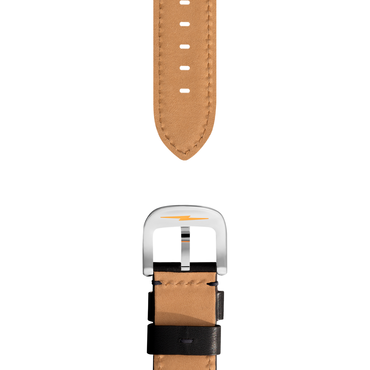 22mm Black Leather Watch Strap - Black