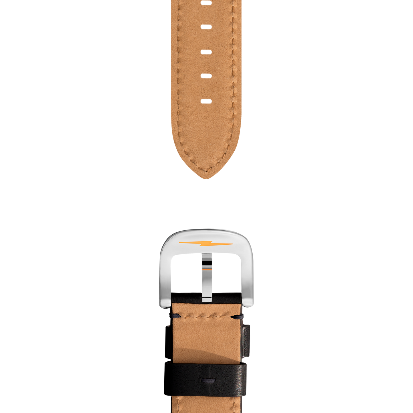 20mm Black Leather Watch Strap - Black