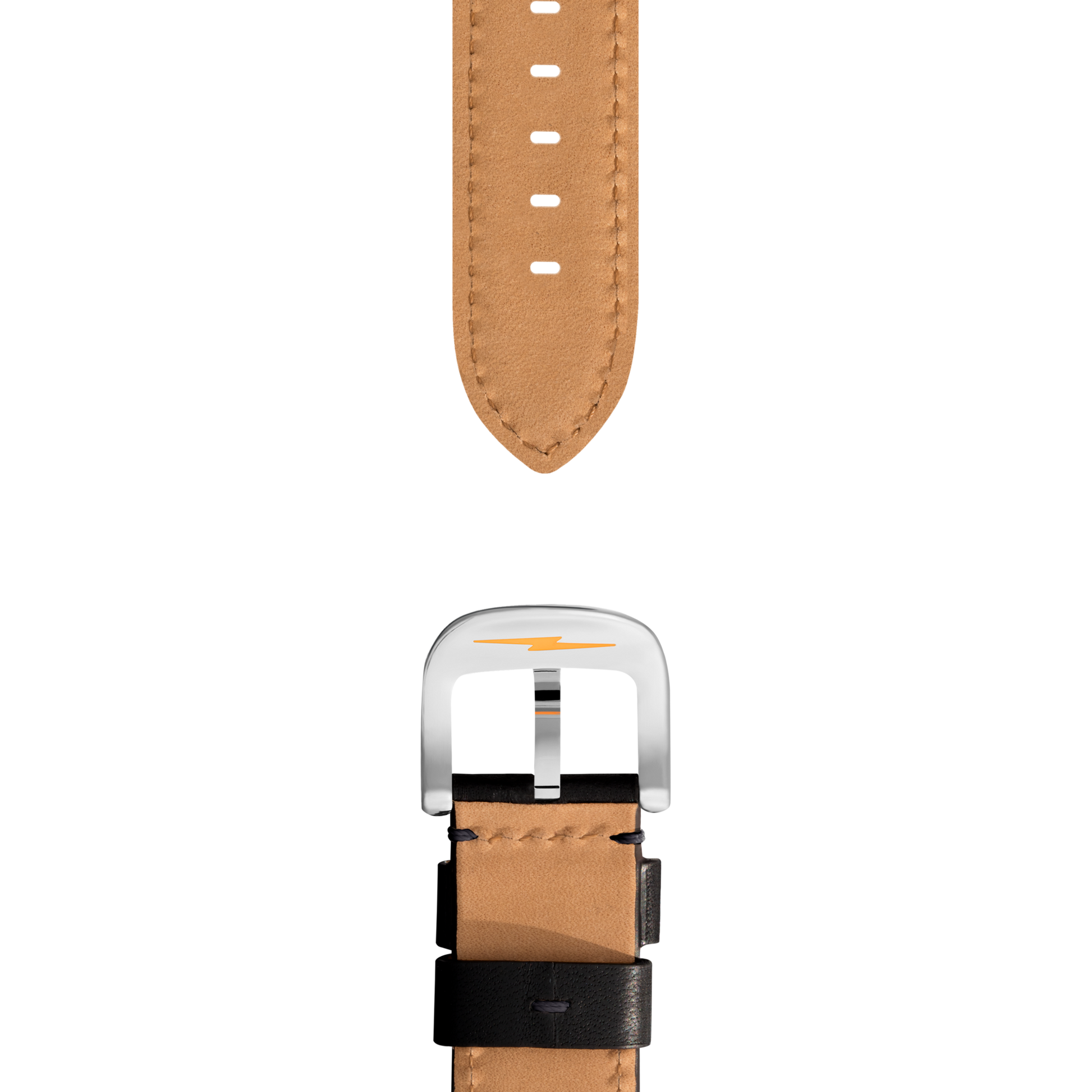 20mm Black Leather Watch Strap - Black
