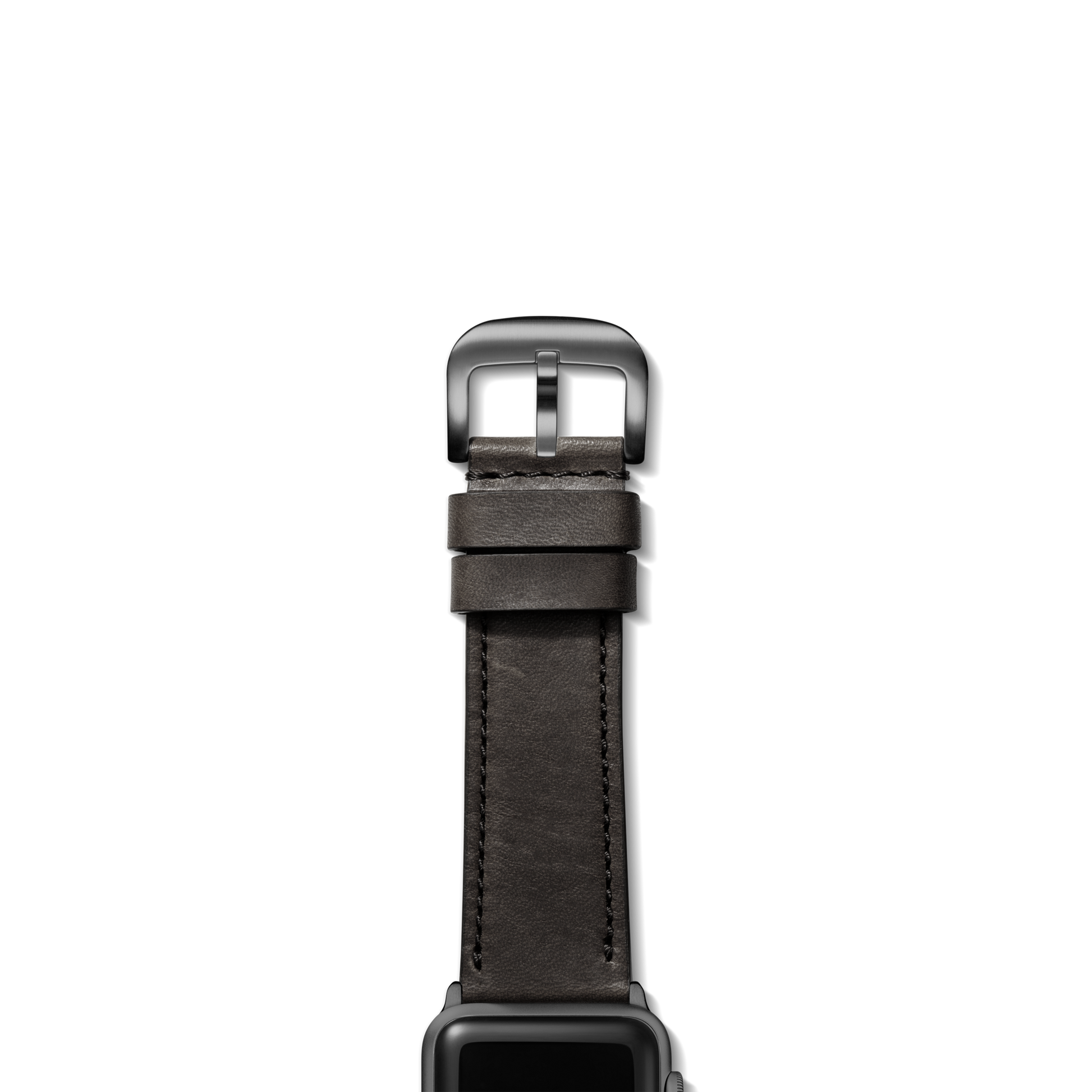24mm Black Leather Apple Watch Strap - Black