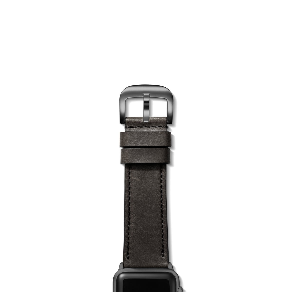 24mm Black Leather Apple Watch Strap - Black