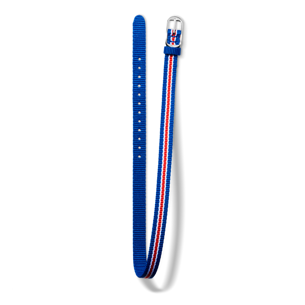 10mm Blue/White/Red Nylon Watch Strap - Blush / Coral / Bourbon