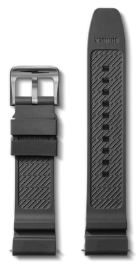 22mm Black Expandable Dive Rubber Watch Strap - Black