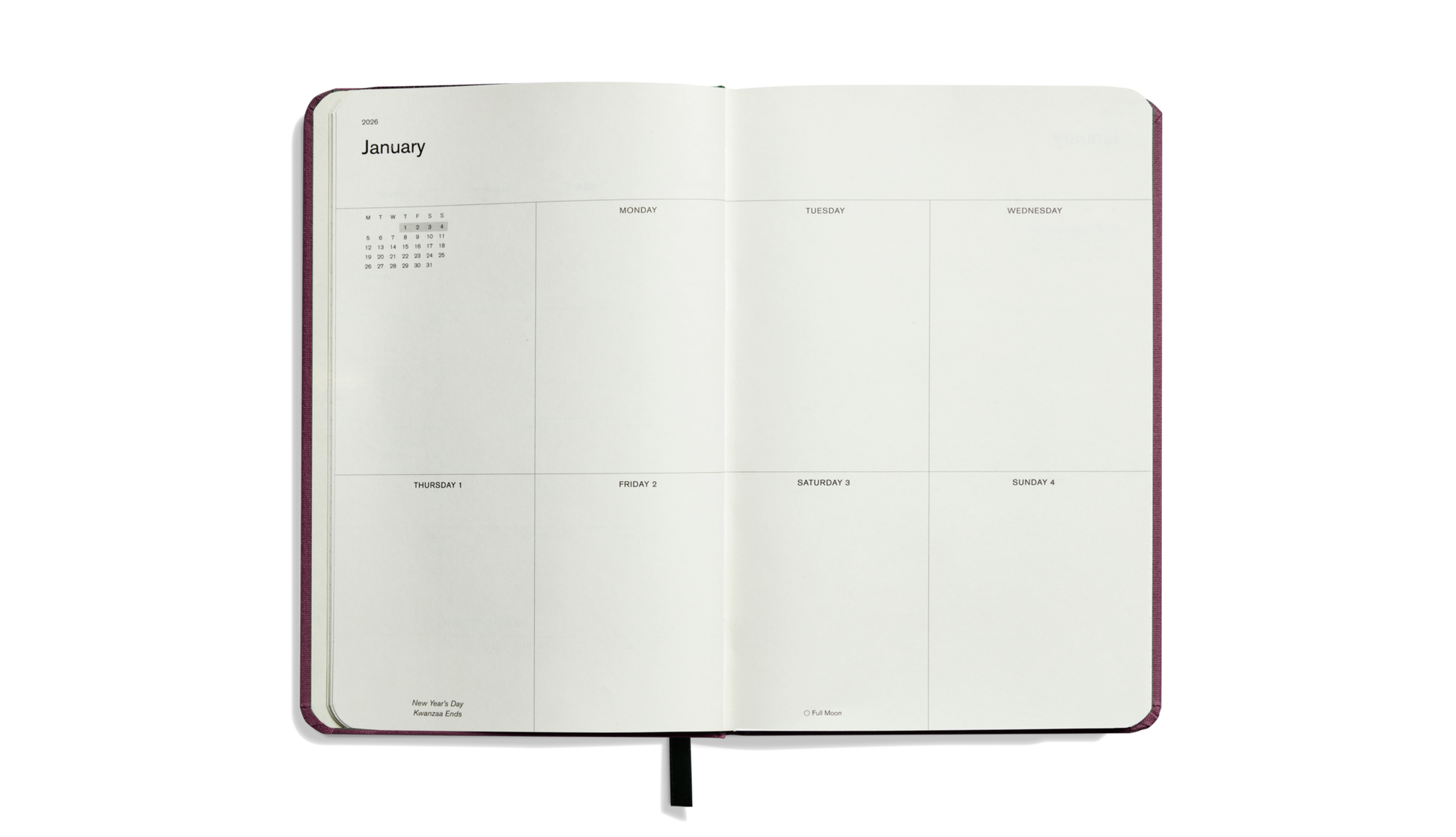 2026 12-Month Runwell Planner - Merlot