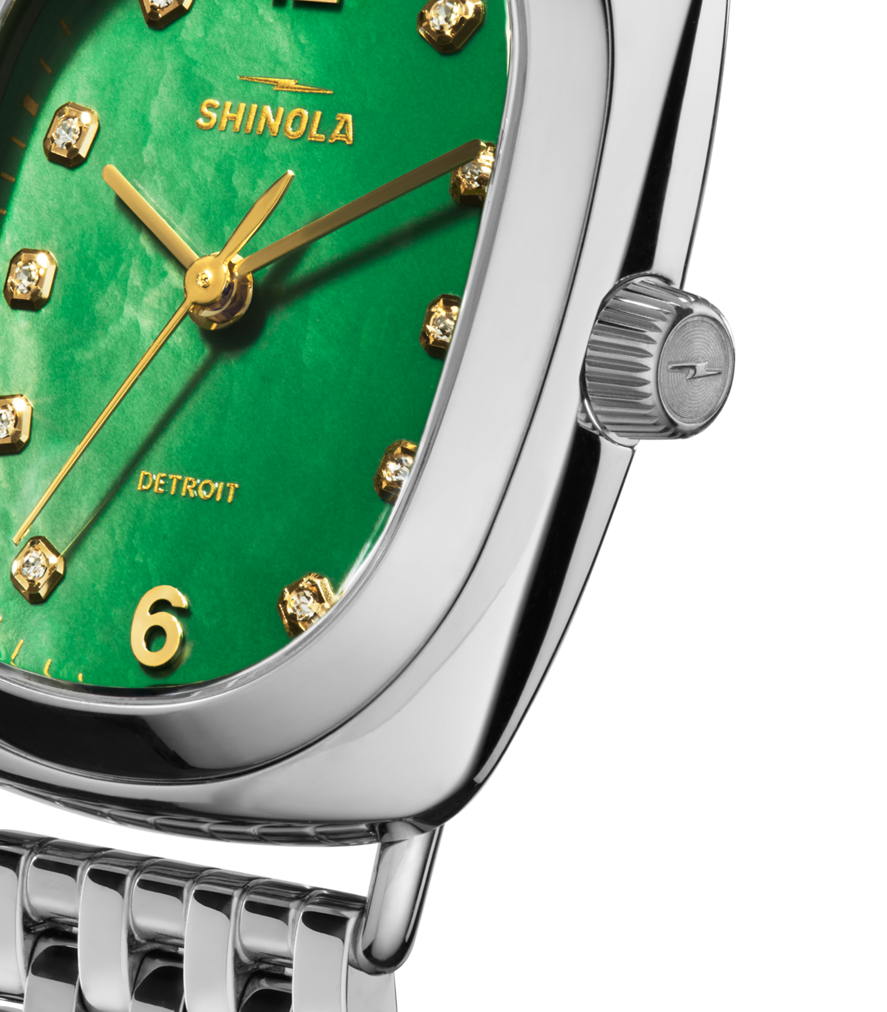 Diamond Bixby Watch - Green Mother Of Pearl