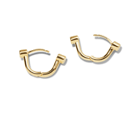 Diamond Bike Lock Huggie Earrings - Yellow Gold