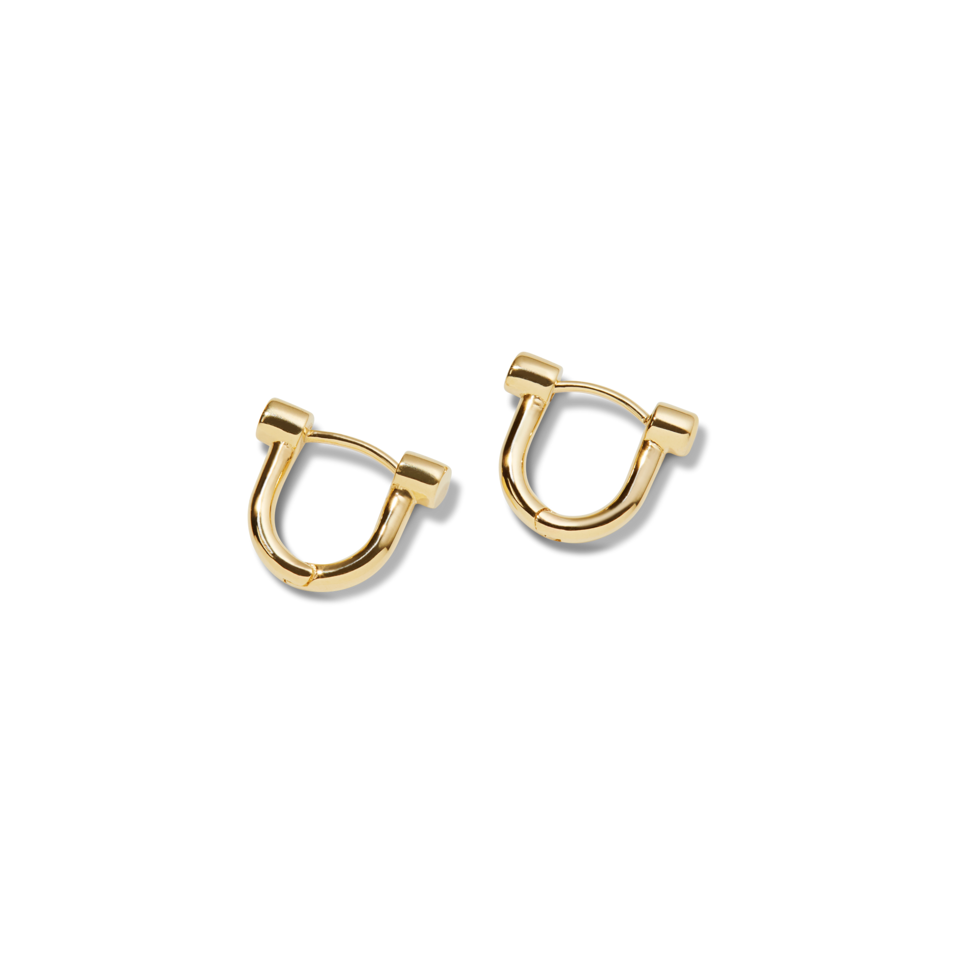 Diamond Bike Lock Huggie Earrings - Yellow Gold