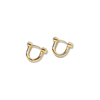 Diamond Bike Lock Huggie Earrings - Yellow Gold
