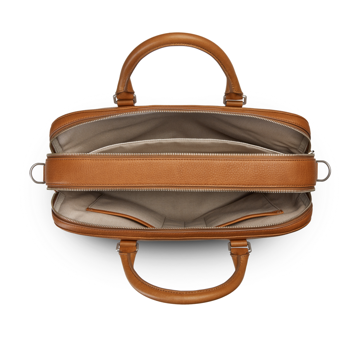 Double Zip Briefcase - Tan