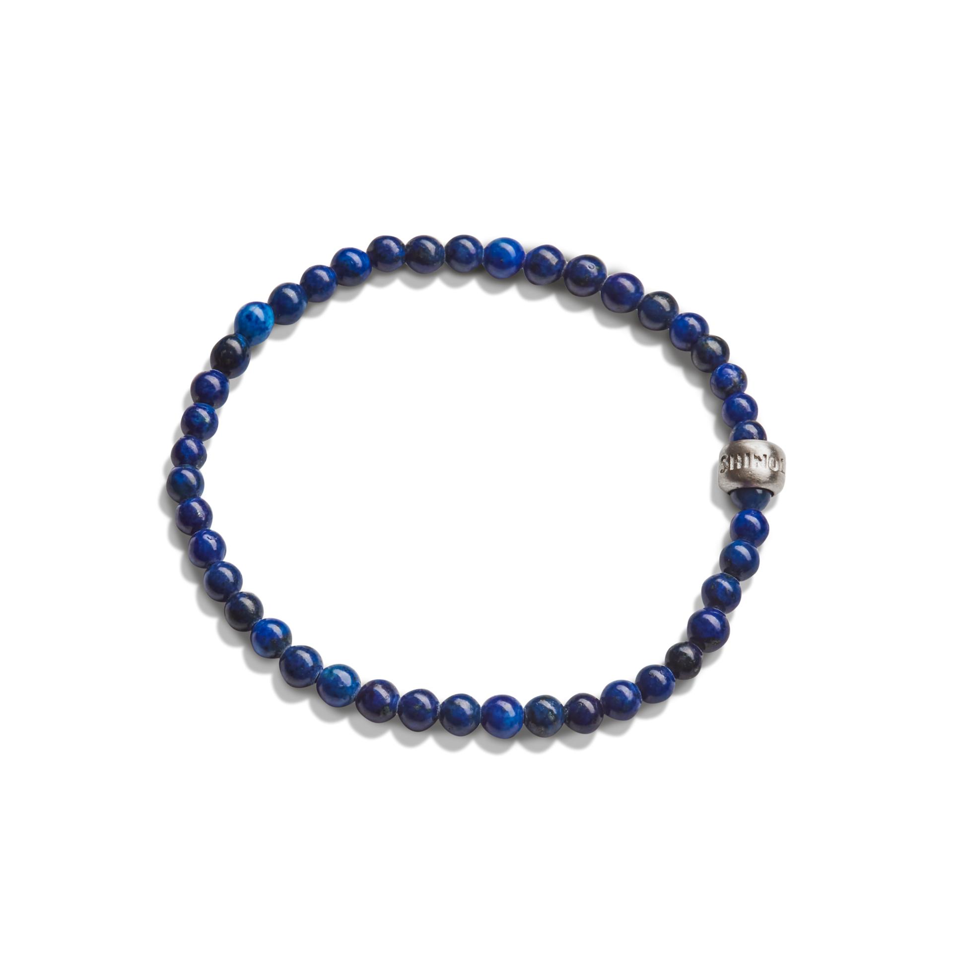 4mm Beaded Lapis Bracelet - Sterling Silver