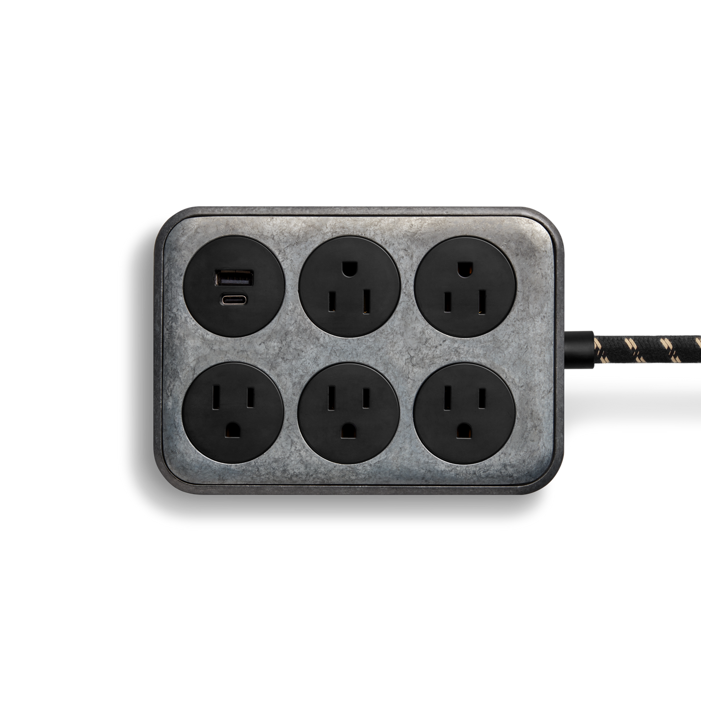 Power Supply 5 Port USB A + C - Tumbled Zinc/Black