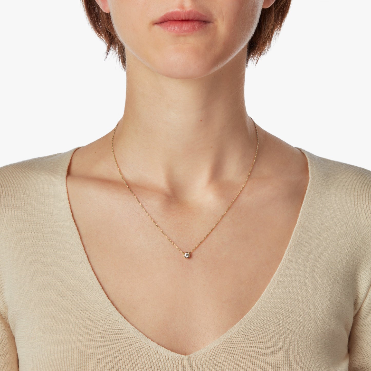 1/4 Carat Round Diamond Necklace - Yellow Gold