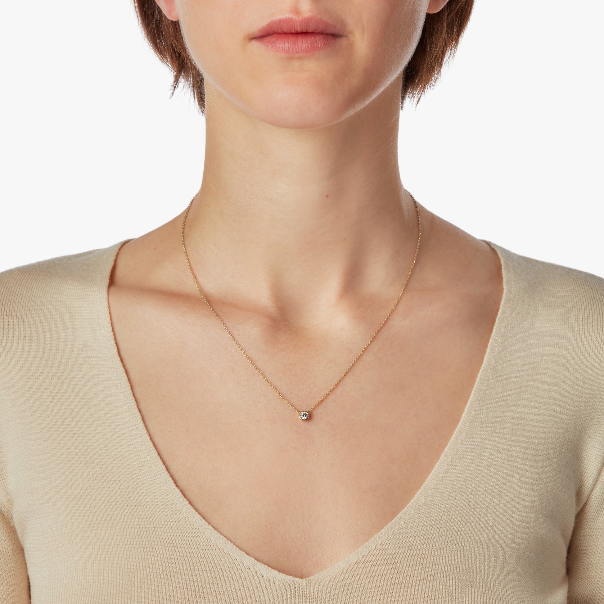 1/4 Carat Round Diamond Necklace - Yellow Gold