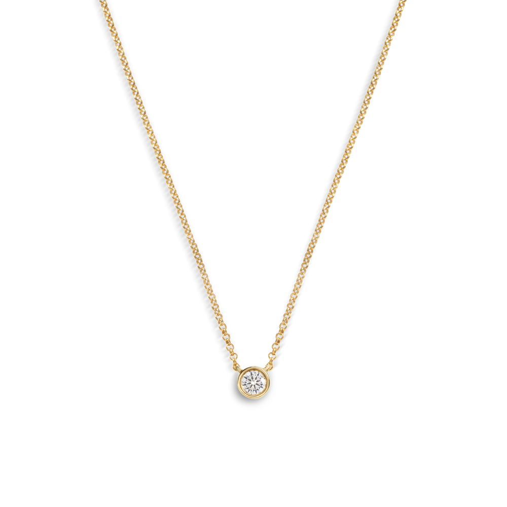 1/4 Carat Round Diamond Necklace - Yellow Gold