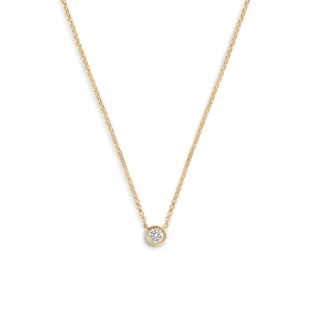 1 4 Carat Round Diamond Necklace Yellow Gold