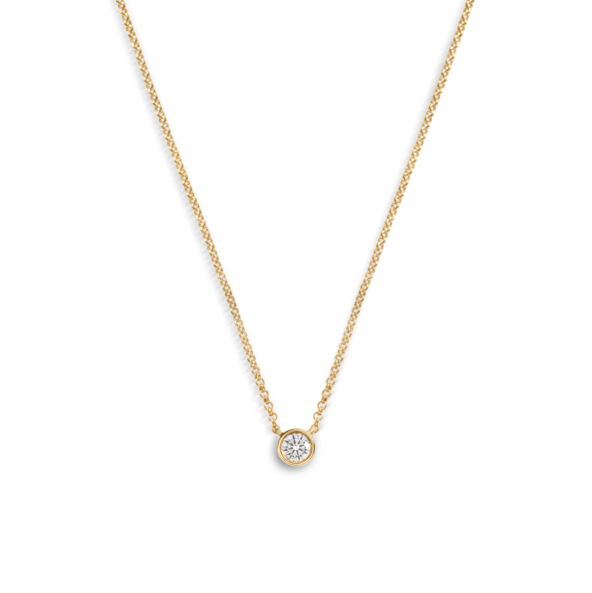 1/4 Carat Round Diamond Necklace - Yellow Gold