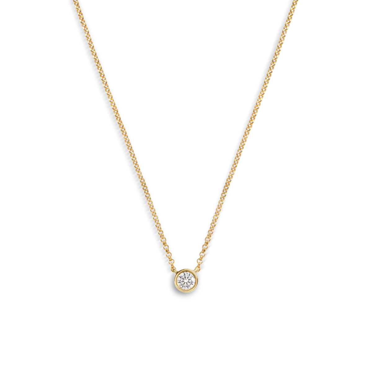 1/4 Carat Round Diamond Necklace - Yellow Gold