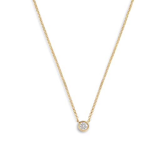1/4 Carat Round Diamond Necklace - Yellow Gold