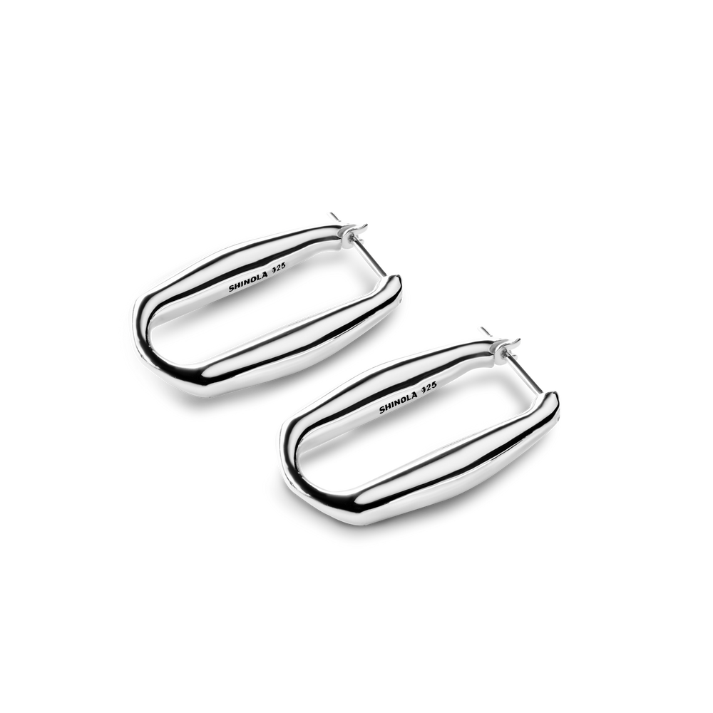 Signature Link Hoop Earrings - Sterling Silver