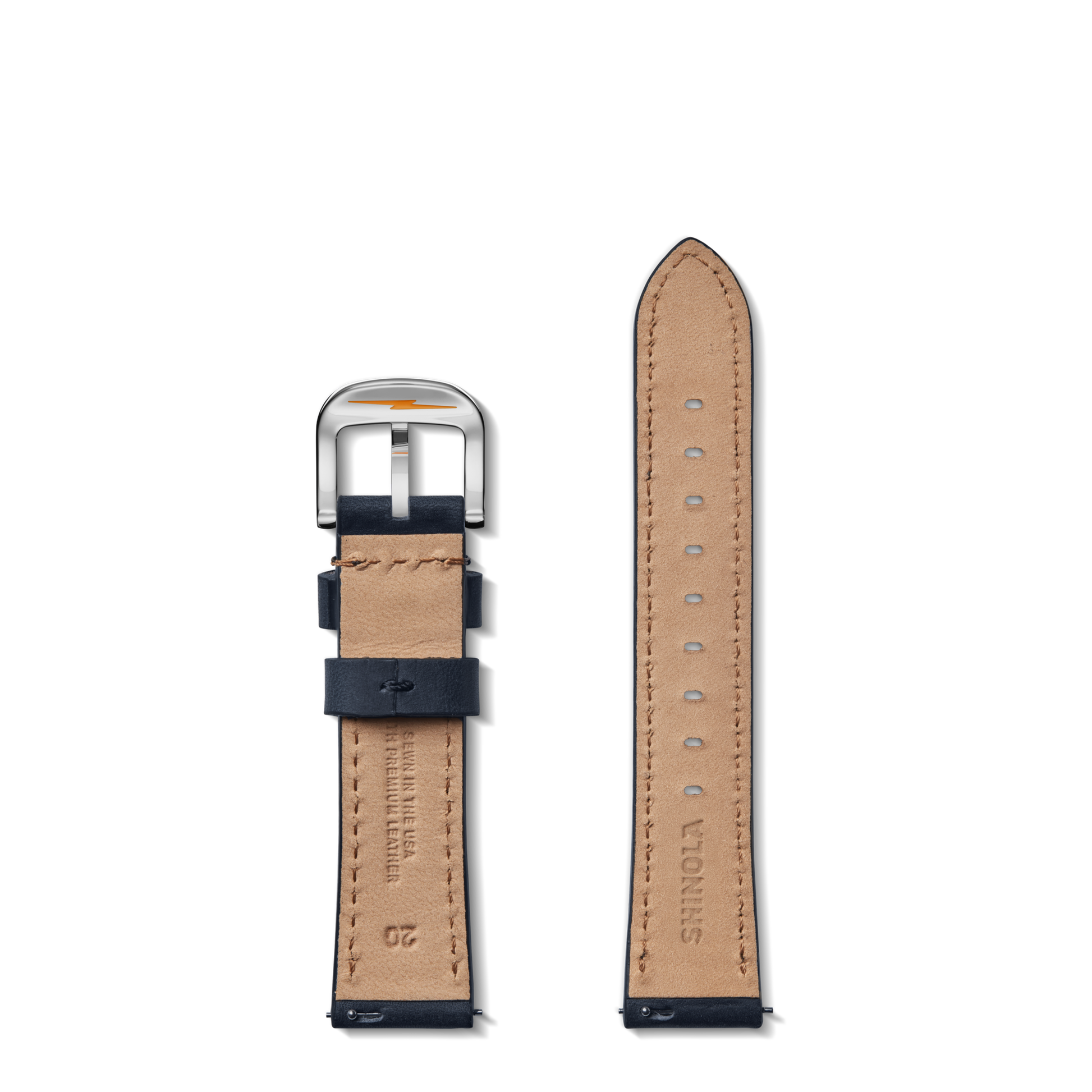 20mm Navy Leather Watch Strap - Navy