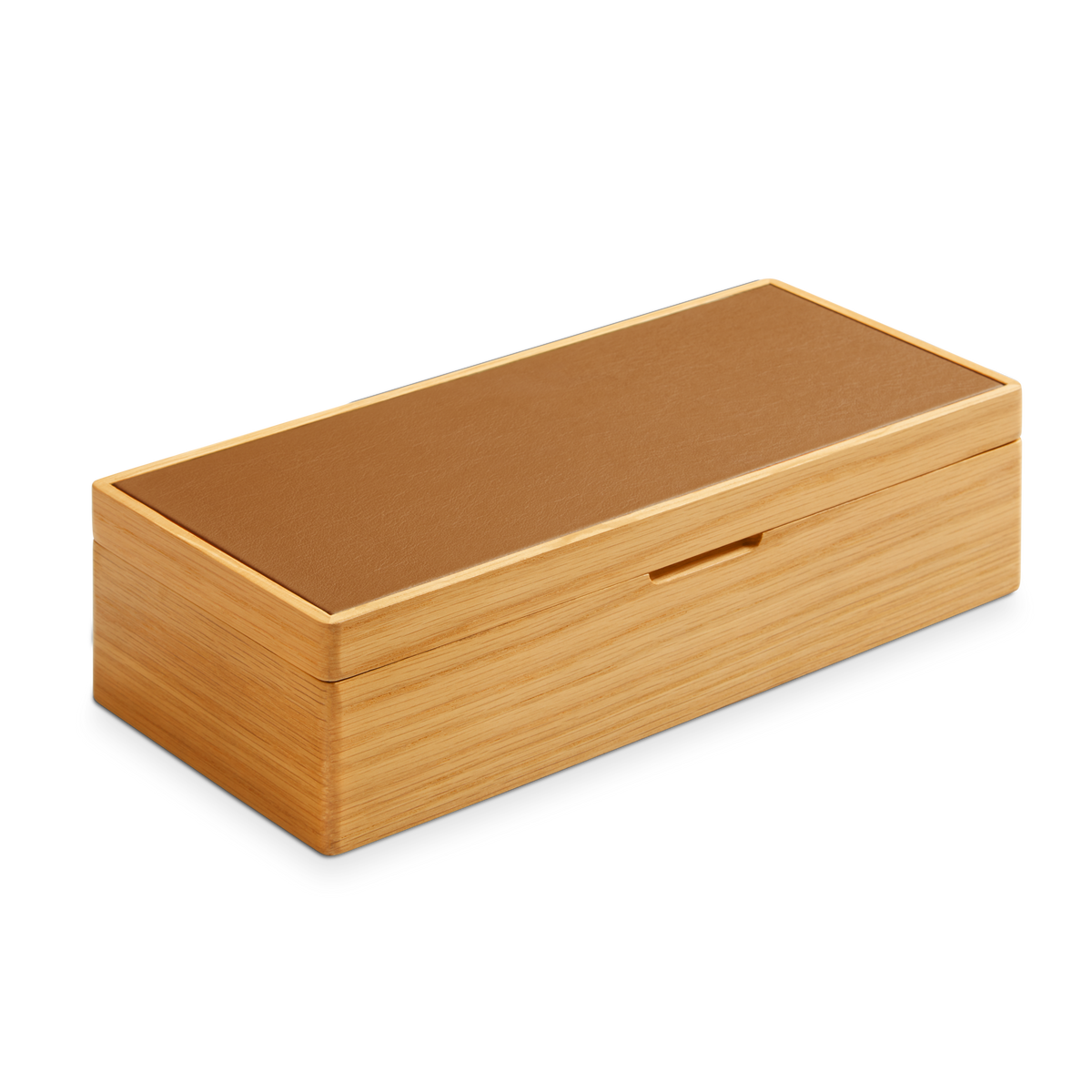 4 Slot Watch Collector's Box - Oak / Tan