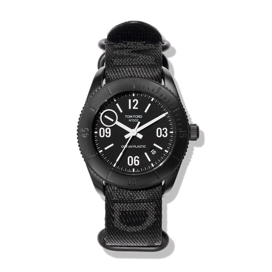 Tom Ford Watch: Blk Dial 43mm Auto Rd Sport SemiMtt, OP Woven Blk - Black
