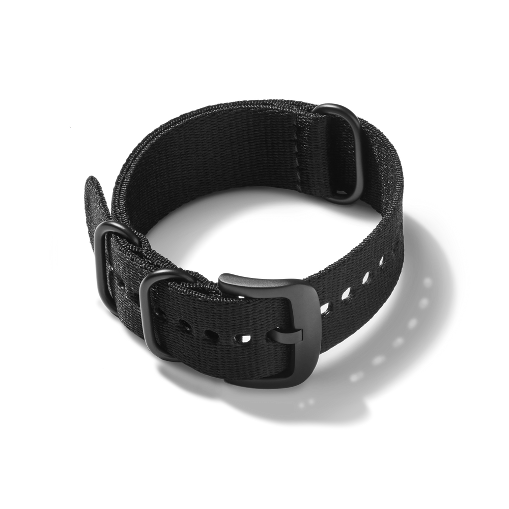 24mm Black G10 Nylon Watch Strap - Black
