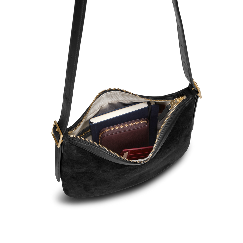 Medium Bixby Crossbody - Black Suede